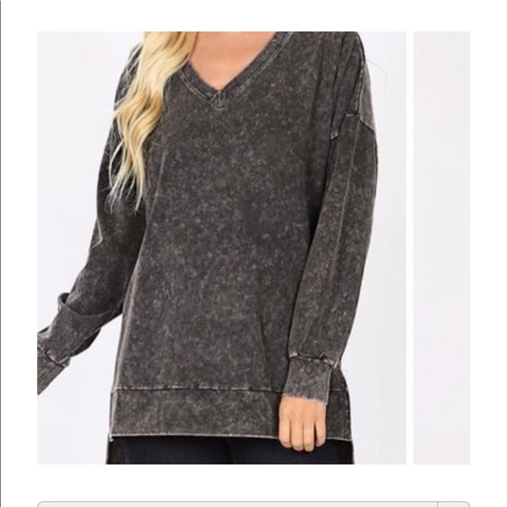 Black mineral wash pullover